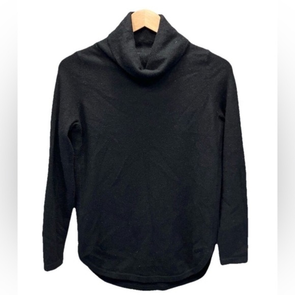 Cynthia Rowley Cashmere Turtleneck Sweater Medium Black Capsule Boho round Hem - Picture 2 of 10
